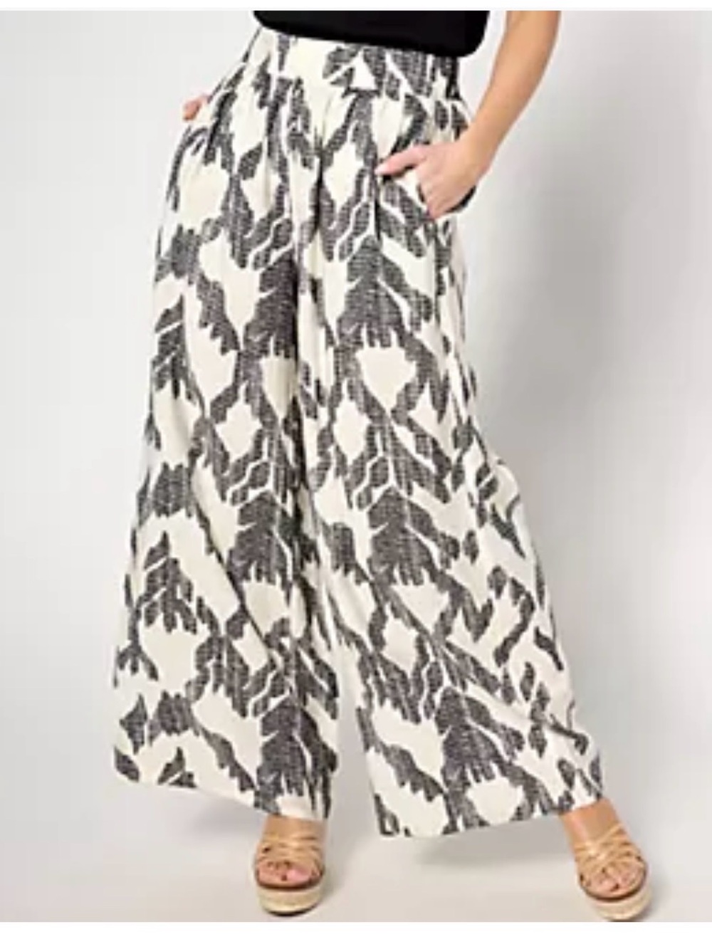 Peace Love World Black & White Wide Leg Printed Palazzo Pants